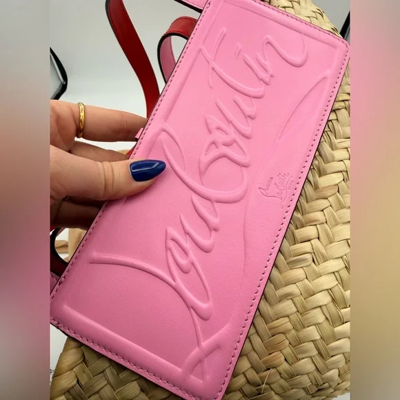 Christian Louboutin Cabata Mini Pink and Tan Woven Tote - Picture 3 of 7